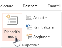 Butonul Diapozitiv nou