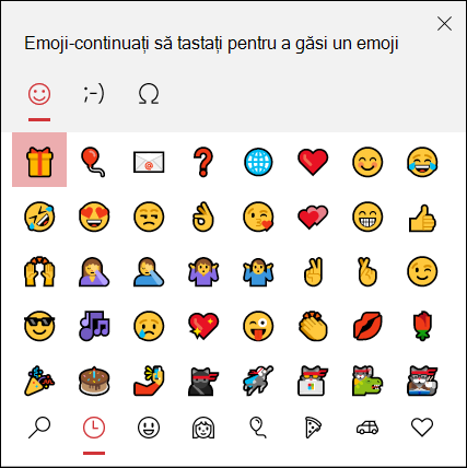 Utilizați selectorul de emoji Windows 10 pentru a insera un emoji.