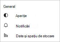 Setări generale Teams pentru dispozitive mobile