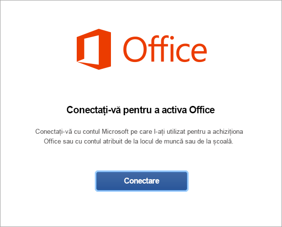 Selectați Conectare pentru a activa Office pentru Mac
