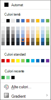 Caseta de dialog culori din Office 365