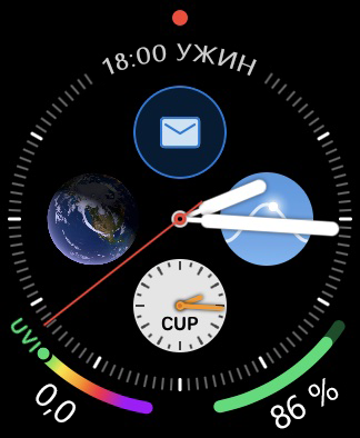 Циферблат Apple Watch с отображением сведений Outlook