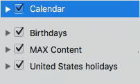 Список категорий календаря