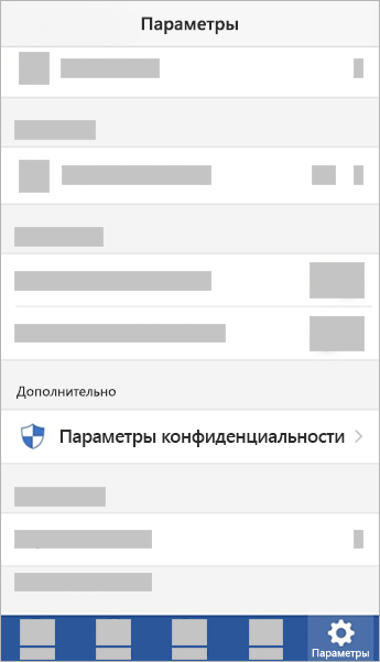 Снимок экрана: кнопка "Параметры конфиденциальности"