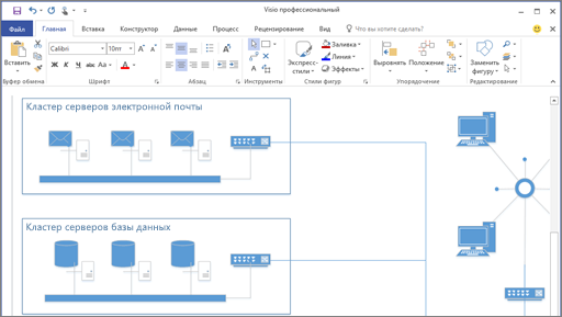 Снимок экрана: схема, созданная в Visio 2016