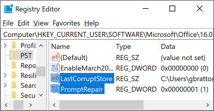 Параметры реестра, которые нужно удалить 
"LastCorruptStore"
"PromptRepair"=dword:00000001