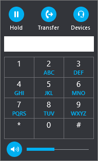 Панель набора номера для передачи вызова в Skype для бизнеса
