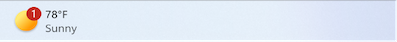 Красный значок уведомления на значке погоды мини-приложения панели задач