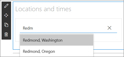 Веб-часть "мировые часы" для сайтов SharePoint, ввод местоположения и выбор из раскрывающегося меню результатов поиска