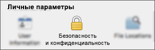 Кнопка "& конфиденциальности" в диалоговом окне "Параметры приложения".