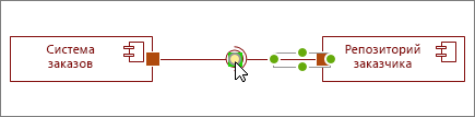 Фигура "Обязательный интерфейс", соединенная с фигурой "Предоставленный интерфейс"