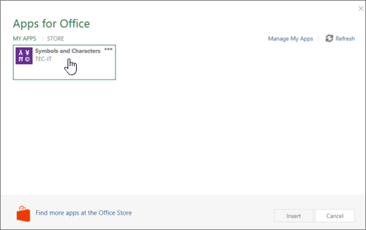 Снимок экрана: вкладка Мои приложения страницы "Приложения для Office".