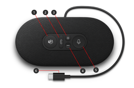 Кнопки на динамике Microsoft Modern USB-C Speaker