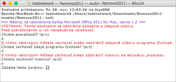 Spustite nástroj Remove2011 kliknutím so stlačeným klávesom Control.