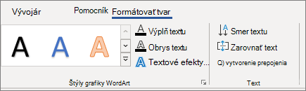 Možnosti textu objektu WordArt