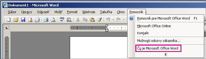 Pomocník > O programe Microsoft Office Word vo Worde 2003