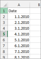 Stĺpec dátumu v Exceli