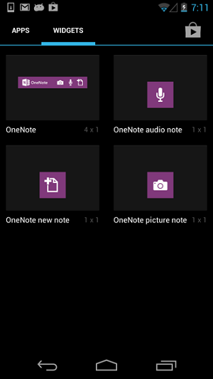 OneNote widgets