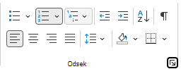 Skupina odsekov na páse s nástrojmi v Outlooku.