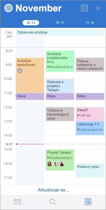 Kalendár zobrazujúci farebné kategórie