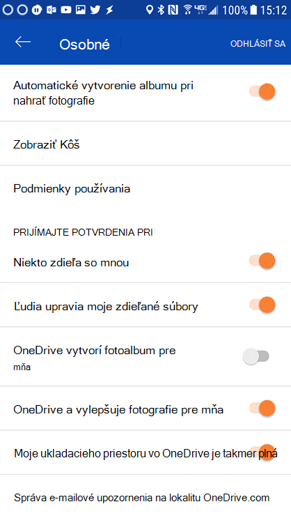 Prejdite do nastavení aplikácie OneDrive pre Android a nastavte nastavenia oznámení.