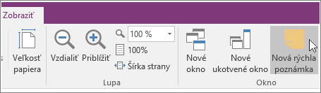 Snímka obrazovky s tlačidlom Nová rýchla poznámka vo OneNote 2016.