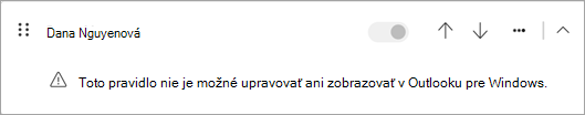 Niektoré typy pravidiel na strane klienta, ktoré sa migrovali z klasického Outlooku, nie je možné upravovať ani zobrazovať v novom Outlooku.