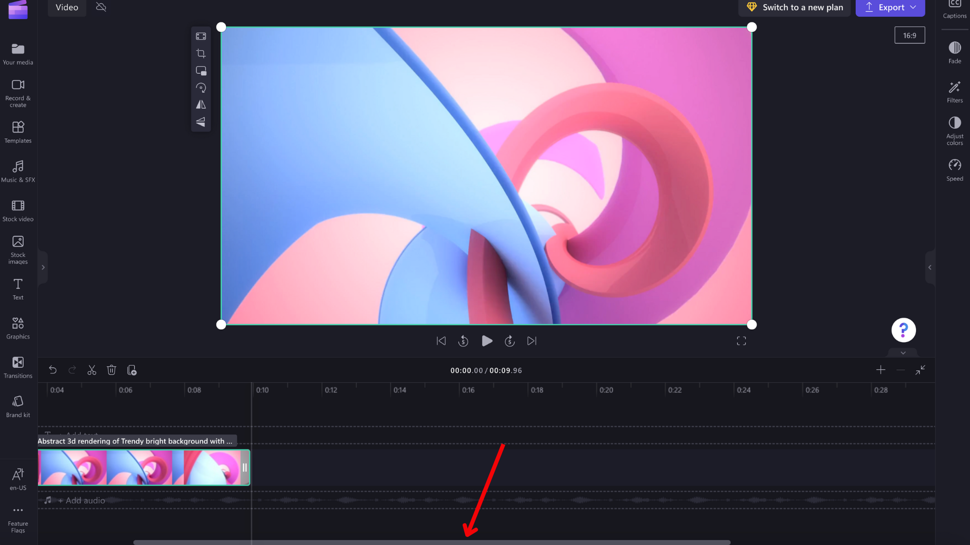 Šípka ukazujúca na tlačidlo Prehrať v ukážke videa