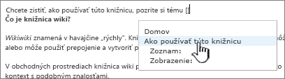 Vloženie prepojenia na lokalitu wiki