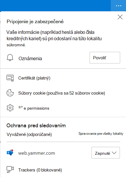 Snímka obrazovky zobrazujúca nastavenia prehliadača na povolenie oznámení na pracovnej ploche