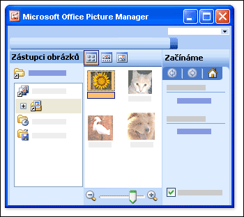V programe Picture Manager sa po otvorení zobrazia tri tably.