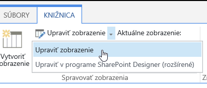 Karta Knižnica so zvýraznenou možnosťou Upraviť zobrazenie