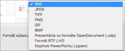 Export do PDF formátu v PowerPointe 2016 pre Mac