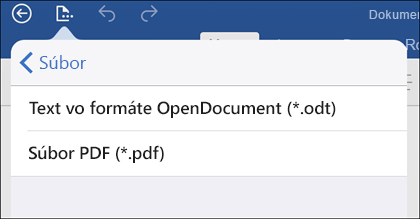Ťuknite na položky Súbor > Exportovať a exportujte dokument do PDF formátu