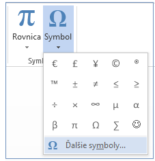 V ponuke Symbol kliknite na položku Ďalšie symboly.