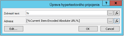 Vloženie hypertextového prepojenia pre aktuálnu položku 2