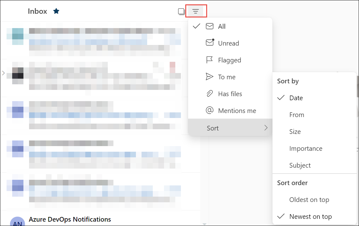 Filter v novom Outlooku