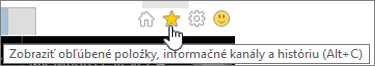 Tlačidlo informačného kanála Internet Explorera