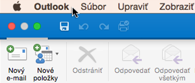 Ak chcete zistiť, akú verziu Outlooku máte, na paneli s ponukami vyberte položku Outlook.