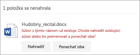 Chyba „Názov súboru už existuje“ vo webovom používateľskom rozhraní OneDriveu