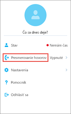 Možnosť presmerovania hovorov na domovskú obrazovku v Skype for Business pre iOS