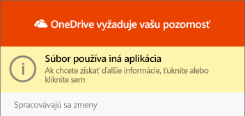 Dialógové okno OneDrive "súbor v používaní"