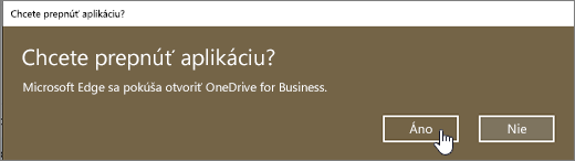 Dialógové okno Prepínač aplikácií prehliadača Windows 10 Edge so zvýraznenou možnosťou Áno