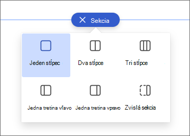 Snímka obrazovky s panelom výberu stĺpca.