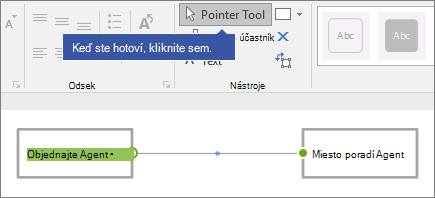 "Click here when you're done" pointing to Pointer Tool command