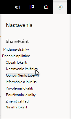 Ponuka Nastavenie s vybratou možnosťou Nastavenie knižnice