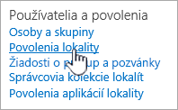 Položka ponuky Používatelia a povolenia