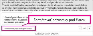 Format Footnotes button in the Footnote editing area of Word Online