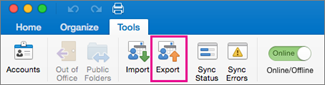 Na karte Nástroje kliknite na položku Exportovať.