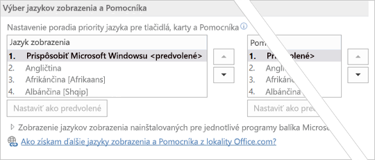 Office 2016 – nastavenie poradia jazykov